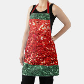 Red Green Glitter Holiday Kerstmis Apron Schort (Insitu)