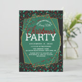 Red Green Glitter Holly verliest kerstfeest Kaart (Staand voorkant)