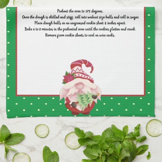 Red Green Gnome kerstboom Recipper keepomwille Theedoek (Gevouwen)