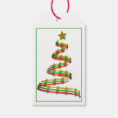Red Green Gold Abstracte Art Ribbon-kerstboom Cadeaulabel (Voorkant)