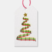 Red Green Gold Abstracte kerstboom Cadeaulabel (Voorkant)