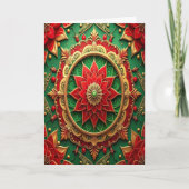 Red Green Gold Decorative Holiday Card Kaart (Voorkant)