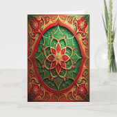 Red Green Gold Decorative Holiday Card Kaart (Voorkant)