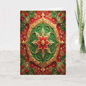 Red Green Gold Decorative Holiday Card Kaart (Voorkant)
