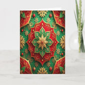 Red Green Gold Decorative Holiday Card Kaart (Voorkant)