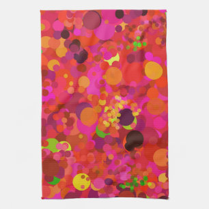 Red Green Gold en roze Stippen Pattern Modern Theedoek
