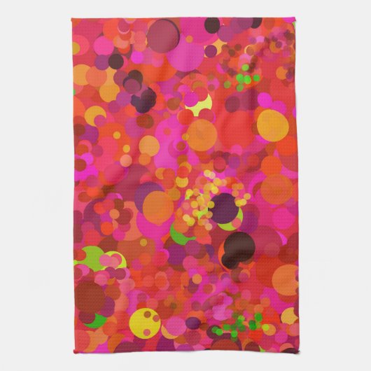 Red Green Gold en roze Stippen Pattern Modern Theedoek (Verticaal)