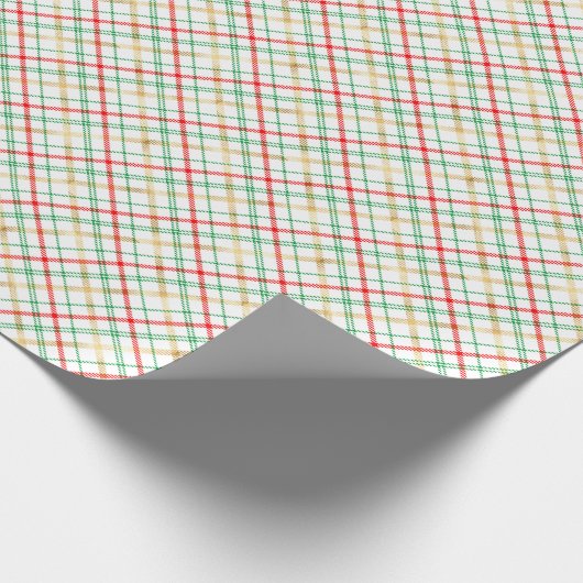 Red Green Gold Faux Folie kerst Cadeaupapier (Hoek)