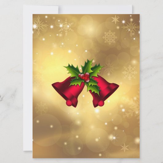 Red Green Gold feestelijke kerstfeestdag uitnodigi Kaart (Achterkant)