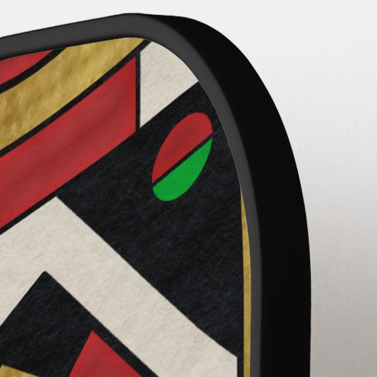 Red Green & Gold Geometric Abstract Pickleball Paddle (Links Detail)
