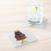 RED GREEN & GOLD HOLIDAY CHRISTMAS CAKE GLAZEN ONDERZETTER (Schuin)