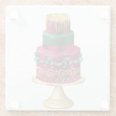 RED GREEN & GOLD HOLIDAY CHRISTMAS CAKE GLAZEN ONDERZETTER (Achterkant)