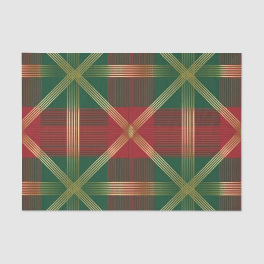RED GREEN GOLD HOLIDAY CHRISTMAS PLAID PATTERN TISSUEPAPIER (Voorkant)