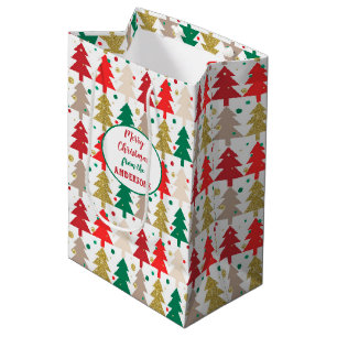 Red Green Gold-kerstboomcirkels Medium Cadeauzakje