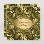 Red Green Gold Leaf Corporate Christmas Party Kaart (Voorkant / Achterkant)
