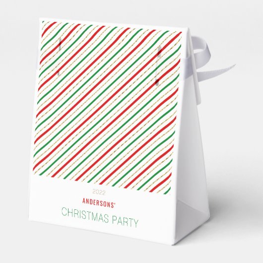 Red Green Gold Merry-kerstval Pattern Bedankdoosjes (Achterkant)