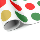 Red Green Gold Polka Dot Kerstmis Cadeaupapier (Rol Hoek)