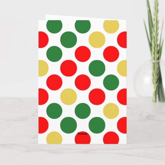 Red Green Gold Polka Dot Kerstmis Kaart (Achterkant)
