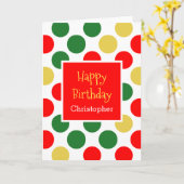 Red Green Gold Polka Dot Kerstmis Kaart (Gele Bloem)