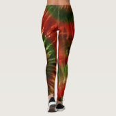 Red Green & Gold Psychedelic Tie Dye Christmas Leggings (Achterkant)