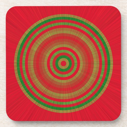Red Green Gold Rings Bier Onderzetter (Voorkant)