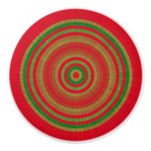 Red Green Gold Rings Keramische Knop (Voorkant)