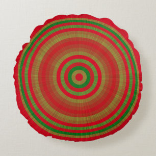 Red Green Gold Rings Rond Kussen