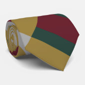 Red Green Gold Silver Color Block Print Stropdas (Opgerold)