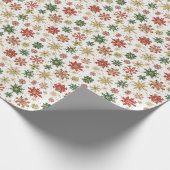 Red, Green & Gold Snowflake Pattern Cadeaupapier (Hoek)