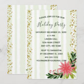 Red Green Gold Sparkle Poinsettia Kerstmis Kaart (Voorkant / Achterkant)