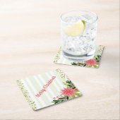 Red Green Gold Sparkle Poinsettia Kerstmis Kartonnen Onderzetters (Insitu)