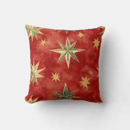 Red Green Gold Stars Christmas Kussen