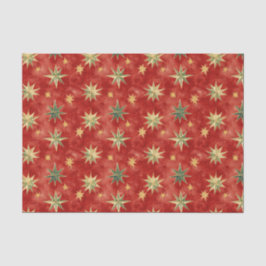 Red Green Gold Stars Christmas Tissuepapier