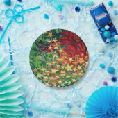 Red Green Gold Stars kerstfeestfeest Papieren Bordje (Feest)