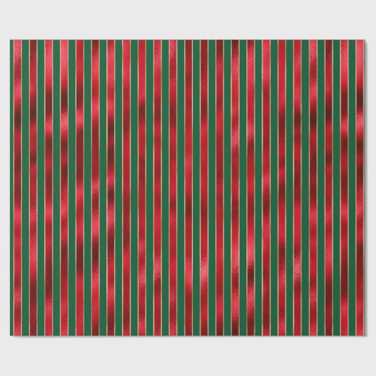 Red Green Gold Stripes Cadeaupapier (Vlak)