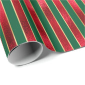 Red Green Gold Stripes Cadeaupapier (Rol Hoek)