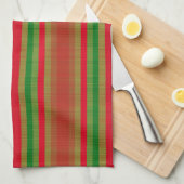 Red Green Gold Stripes Theedoek (Quarter Fold)