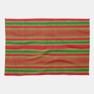 Red Green Gold Stripes Theedoek