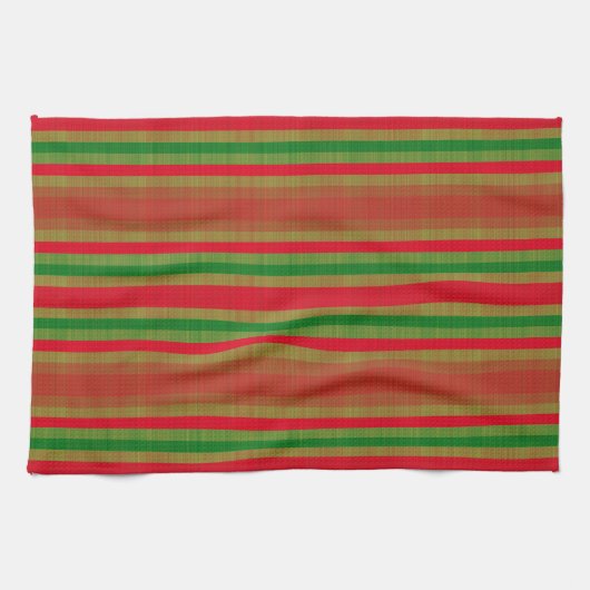 Red Green Gold Stripes Theedoek (Horizontaal)