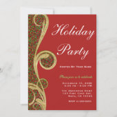 Red Green Gold Swirl-kerstfeestdag Kaart (Voorkant)