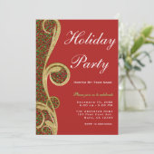 Red Green Gold Swirl-kerstfeestdag Kaart (Staand voorkant)