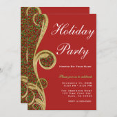 Red Green Gold Swirl-kerstfeestdag Kaart (Voorkant / Achterkant)