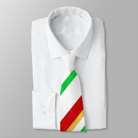 Red Green Gold Waterverf Candy Cane Stripes Stropdas (Gebonden)