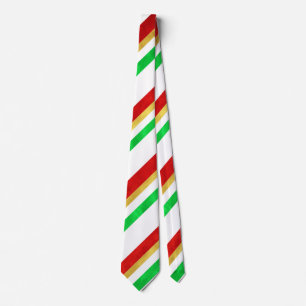 Red Green Gold Waterverf Candy Cane Stripes Stropdas
