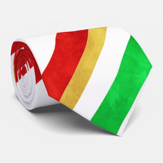 Red Green Gold Waterverf Candy Cane Stripes Stropdas (Opgerold)