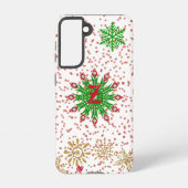 Red Green Golden Snowflakes Xmas Aangepast monogra Samsung Galaxy Hoesje (Achterkant)