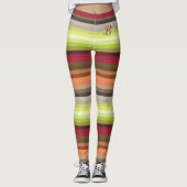Red Green Grey Girly Stripes Custom Monogram Leggings (Voorkant)