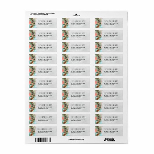 Red Green Grey kerst Return Etiket (Full Sheet)