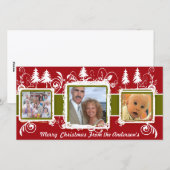 Red Green Grunge Pine Swirls Holiday Feestdagenkaart (Voorkant / Achterkant)