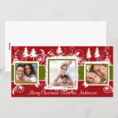 Red Green Grunge Pine Swirls Holiday Feestdagenkaart (Voorkant / Achterkant)